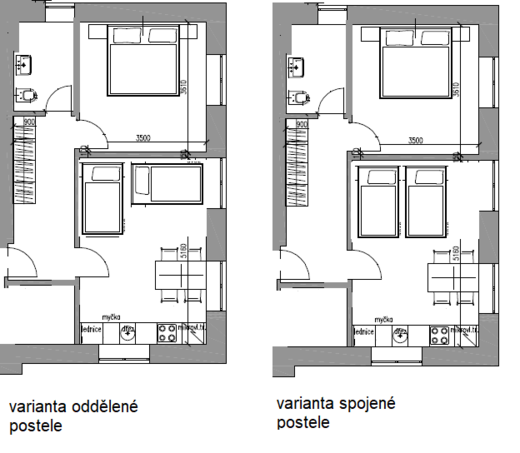 Horský apartmán Zvonička, Rejvíz, půdorys