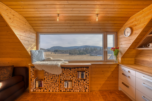Apartmán Vyhlídka, posezení u panoramatického okna
