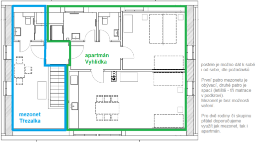 Vyhlídka - Horský apartmán, půdorys